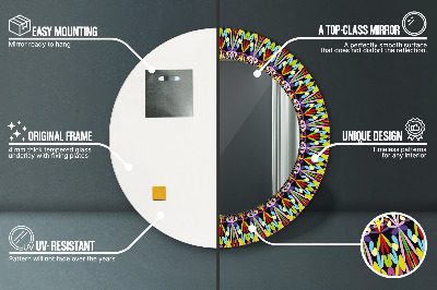 Veidrodis su spausdinimu – apvalus Psichodelinis mandalos raštas