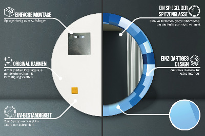 Veidrodis su spausdinimu – apvalus Abstrakti mėlyna