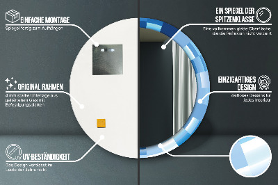 Veidrodis su spausdinimu – apvalus Abstrakti mėlyna