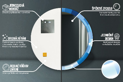 Veidrodis su spausdinimu – apvalus Abstrakti mėlyna