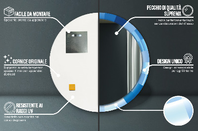 Veidrodis su spausdinimu – apvalus Abstrakti mėlyna