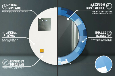 Veidrodis su spausdinimu – apvalus Abstrakti mėlyna