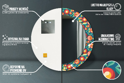 Veidrodis su spausdinimu – apvalus Geometriniai vaisiai ir lapai