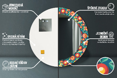 Veidrodis su spausdinimu – apvalus Geometriniai vaisiai ir lapai