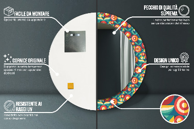 Veidrodis su spausdinimu – apvalus Geometriniai vaisiai ir lapai