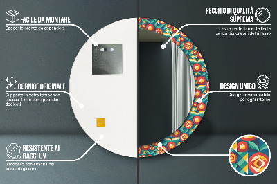 Veidrodis su spausdinimu – apvalus Geometriniai vaisiai ir lapai