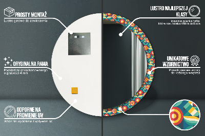 Veidrodis su spausdinimu – apvalus Geometriniai vaisiai ir lapai