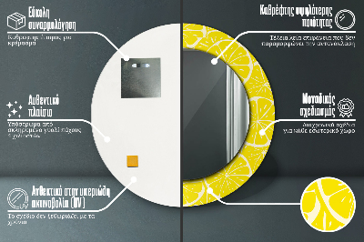 Veidrodis su spausdinimu – apvalus Citrinų raštas