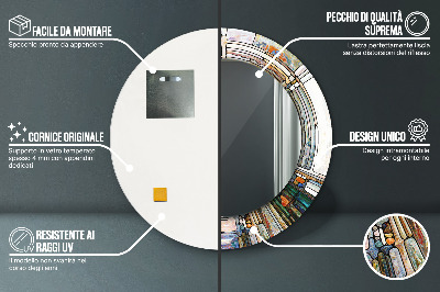 Veidrodis su spausdinimu – apvalus Abstraktus vitražas