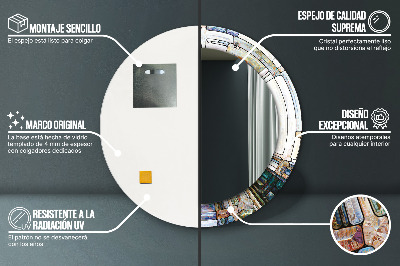 Veidrodis su spausdinimu – apvalus Abstraktus vitražas