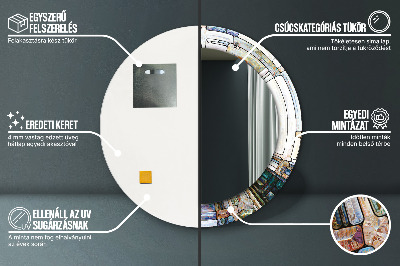 Veidrodis su spausdinimu – apvalus Abstraktus vitražas