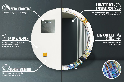 Veidrodis su spausdinimu – apvalus Abstraktus vitražas