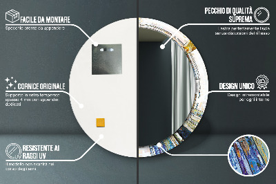 Veidrodis su spausdinimu – apvalus Abstraktus vitražas