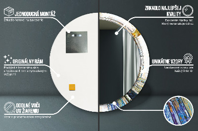 Veidrodis su spausdinimu – apvalus Abstraktus vitražas