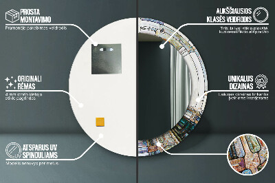 Veidrodis su spausdinimu – apvalus Abstraktus vitražas