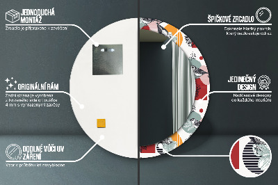 Veidrodis su spausdinimu – apvalus Abstrakcija su paukščiais