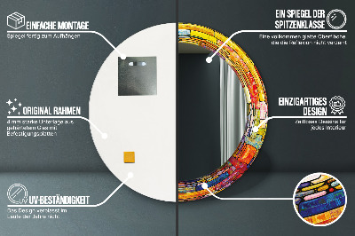 Veidrodis su spausdinimu – apvalus Spalvingas vitražas