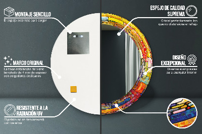 Veidrodis su spausdinimu – apvalus Spalvingas vitražas