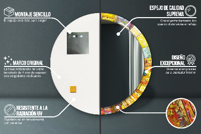 Veidrodis su spausdinimu – apvalus Spalvingas vitražas