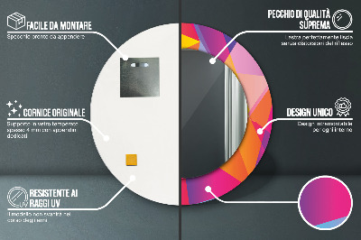 Veidrodis su spausdinimu – apvalus Geometrinė kompozicija