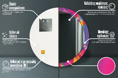 Veidrodis su spausdinimu – apvalus Geometrinė kompozicija