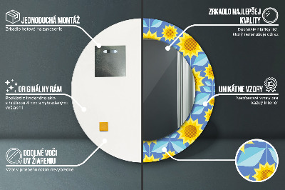 Veidrodis su spausdinimu – apvalus Geometrinės saulėgrąžos