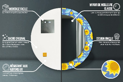 Veidrodis su spausdinimu – apvalus Geometrinės saulėgrąžos