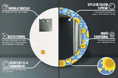 Veidrodis su spausdinimu – apvalus Geometrinės saulėgrąžos