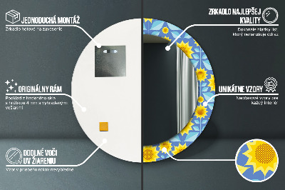 Veidrodis su spausdinimu – apvalus Geometrinės saulėgrąžos