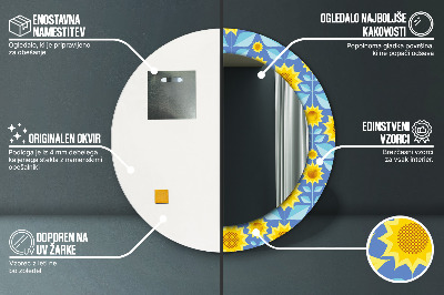 Veidrodis su spausdinimu – apvalus Geometrinės saulėgrąžos