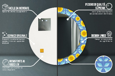 Veidrodis su spausdinimu – apvalus Geometrinės saulėgrąžos