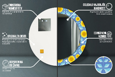 Veidrodis su spausdinimu – apvalus Geometrinės saulėgrąžos