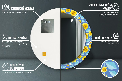 Veidrodis su spausdinimu – apvalus Geometrinės saulėgrąžos