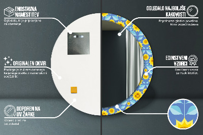 Veidrodis su spausdinimu – apvalus Geometrinės saulėgrąžos