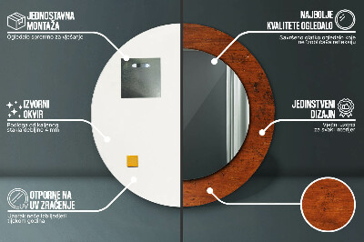 Veidrodis su spausdinimu – apvalus Natūrali mediena