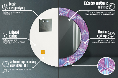 Veidrodis su spausdinimu – apvalus Abstraktus siurrealistinis