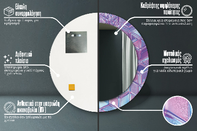 Veidrodis su spausdinimu – apvalus Abstraktus siurrealistinis