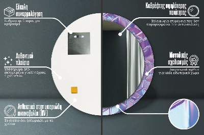 Veidrodis su spausdinimu – apvalus Abstraktus siurrealistinis