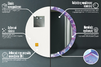 Veidrodis su spausdinimu – apvalus Abstraktus siurrealistinis