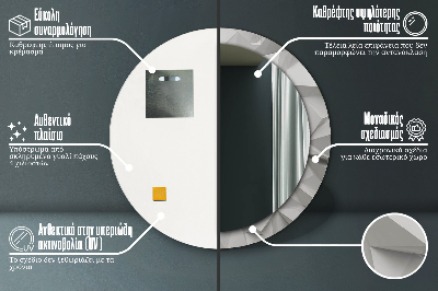 Veidrodis su spausdinimu – apvalus Abstraktus baltas kristalas