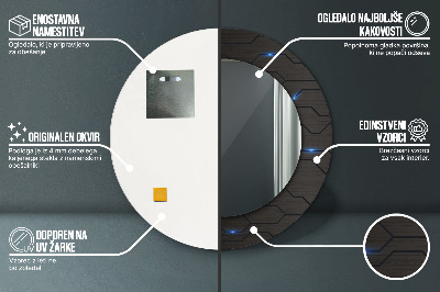 Veidrodis su spausdinimu – apvalus Futuristinė abstrakcija