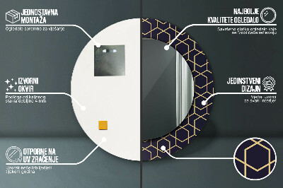 Veidrodis su spausdinimu – apvalus Abstraktus geometrinis