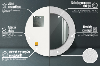 Veidrodis su spausdinimu – apvalus Betono tekstūra