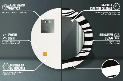 Veidrodis su spausdinimu – apvalus Abstrakti banga