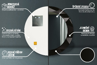 Veidrodis su spausdinimu – apvalus Abstrakti juoda