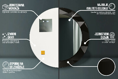 Veidrodis su spausdinimu – apvalus Abstrakti juoda
