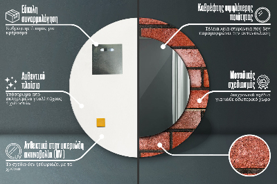 Veidrodis su spausdinimu – apvalus raudona plyta