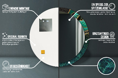Veidrodis su spausdinimu – apvalus Marmuro žalia