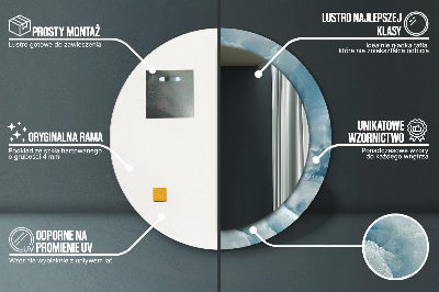 Veidrodis su spausdinimu – apvalus Mėlynas onikso marmuras