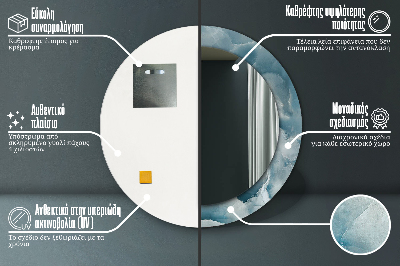 Veidrodis su spausdinimu – apvalus Mėlynas onikso marmuras